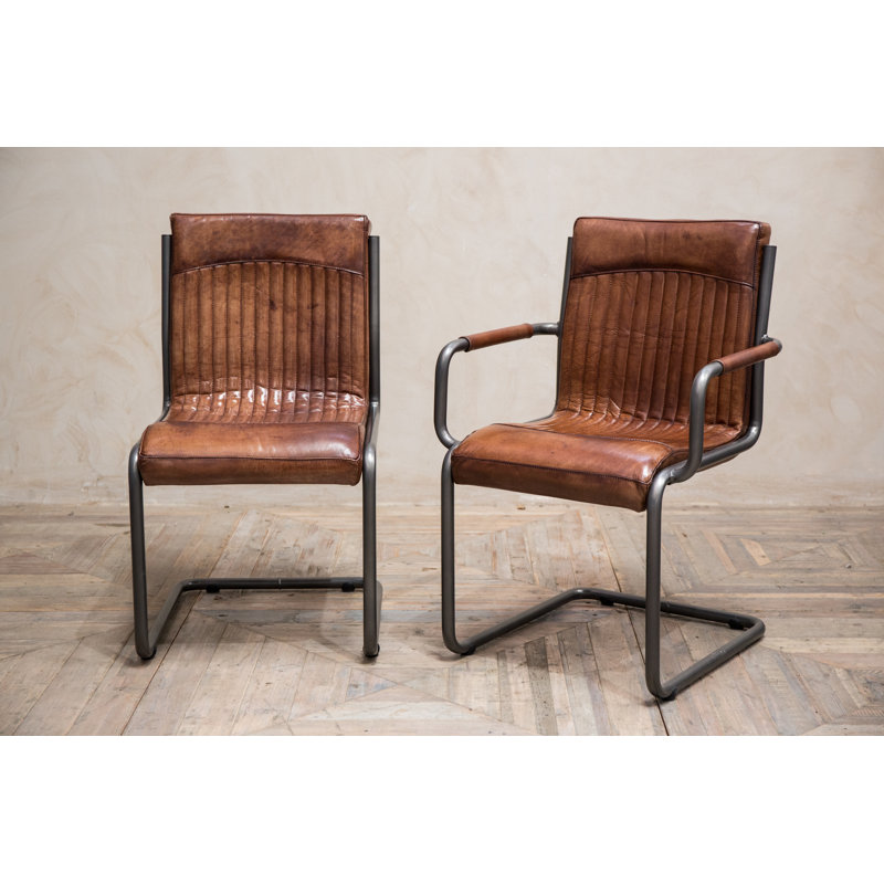 Williston Ebeling Genuine Leather Upholstered Dining Chair